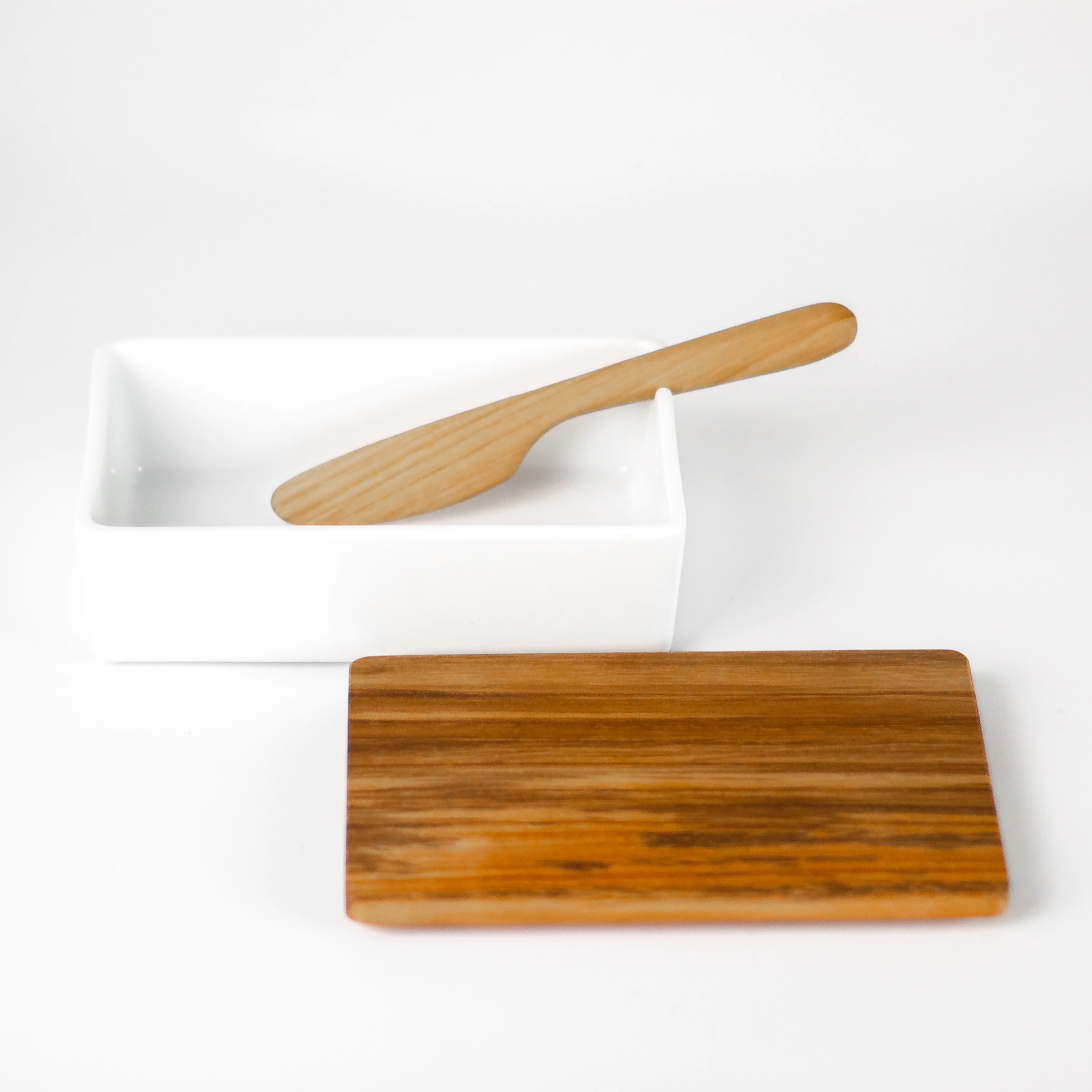 Porcelain Butter Case with Wood Lid - Image 4
