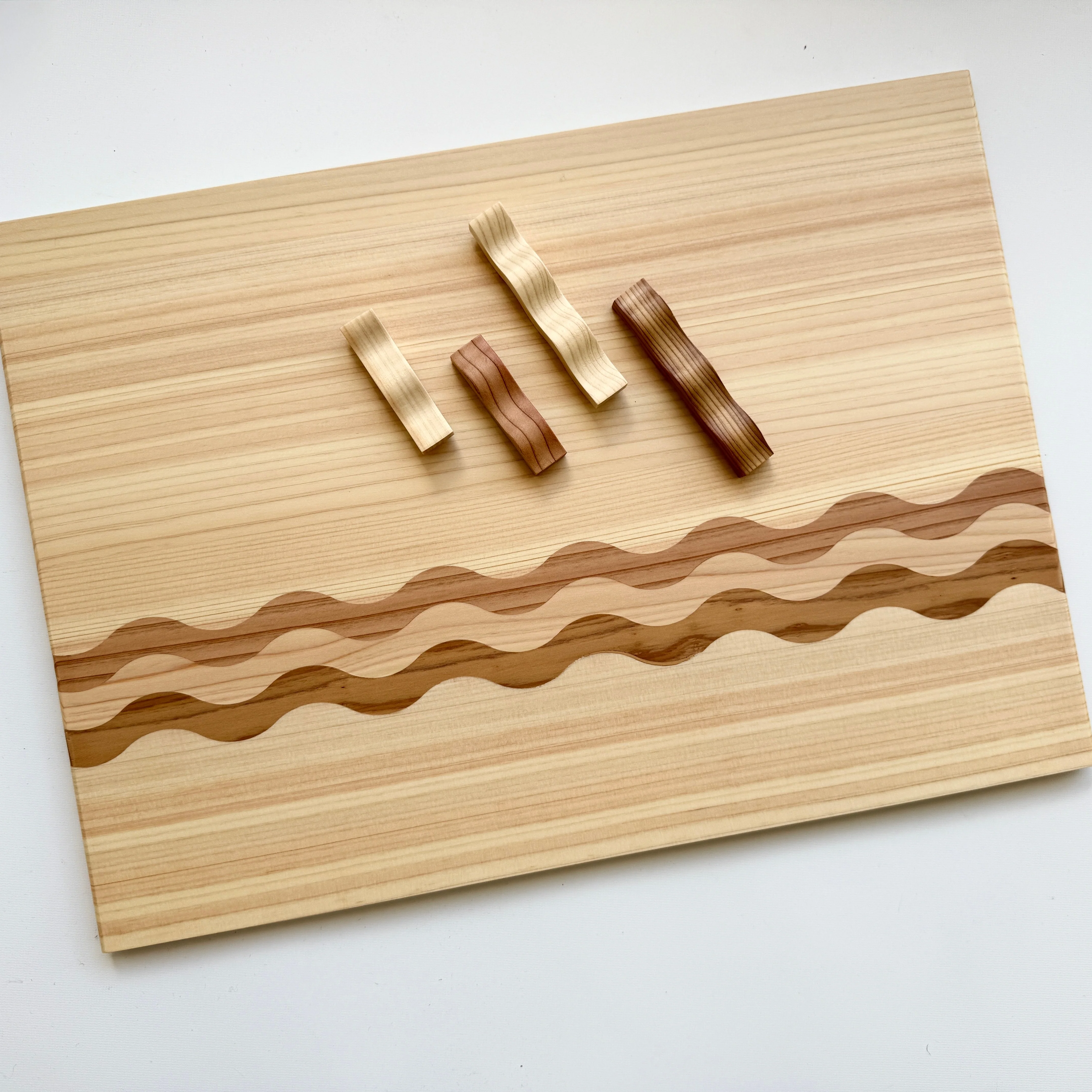 Cedar and Hinoki Cypress Wave Chopsticks + Cutlery Rest Pair Set (4-piece) - Image 6