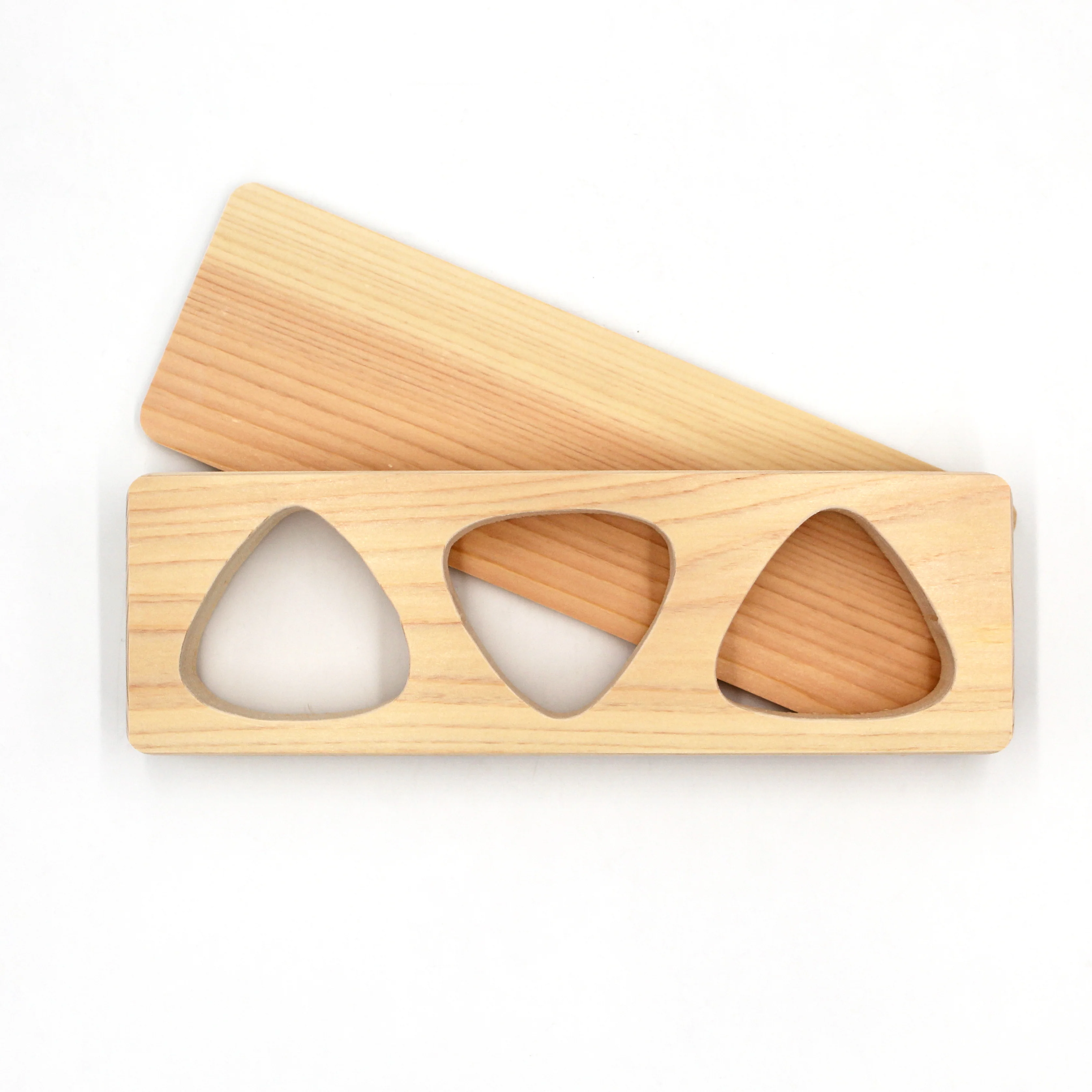 Hinoki Wood Mold for Onigiri with Plate (3 holes) - Image 3