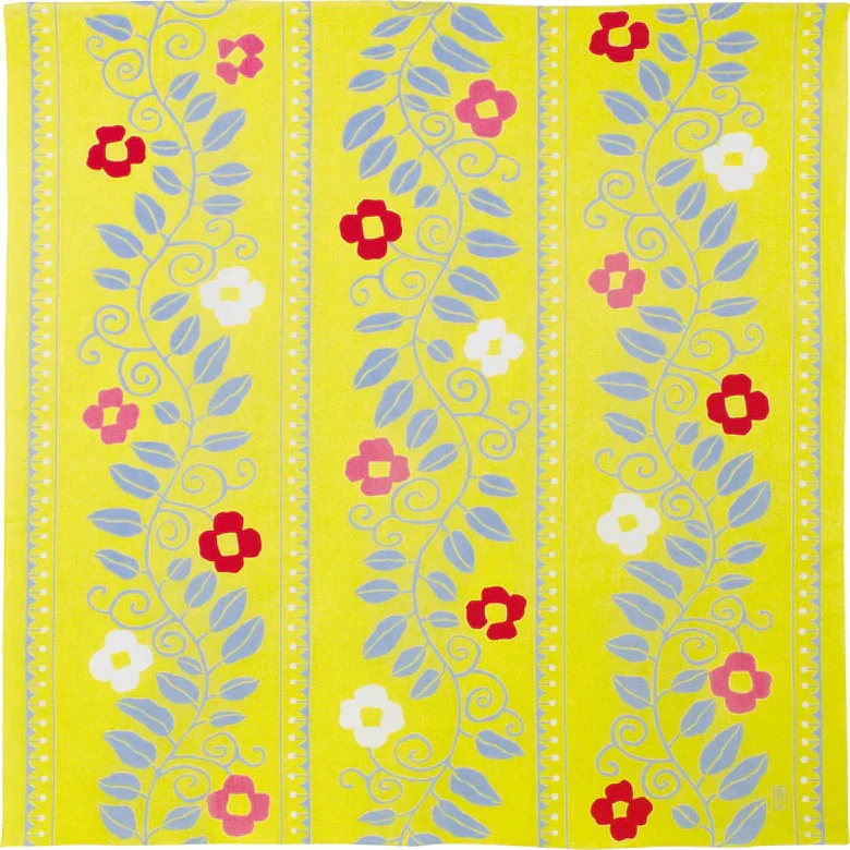 Furoshiki Yumeji Takehisa Water-Repellent Cotton 100 (Flower Arabesque Yellow)