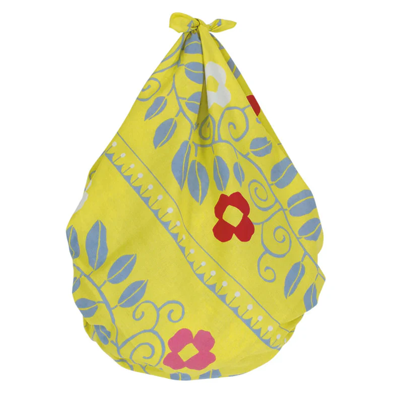 Furoshiki Yumeji Takehisa Water-Repellent Cotton 100 (Flower Arabesque Yellow) - Image 6