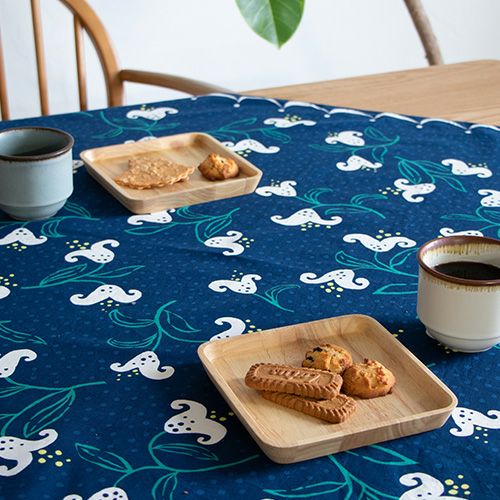Furoshiki Yumeji Takehisa Water-Repellent Cotton 100 (Lily Navy Blue) - Image 3