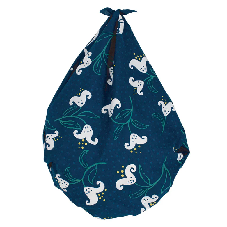 Furoshiki Yumeji Takehisa Water-Repellent Cotton 100 (Lily Navy Blue) - Image 6