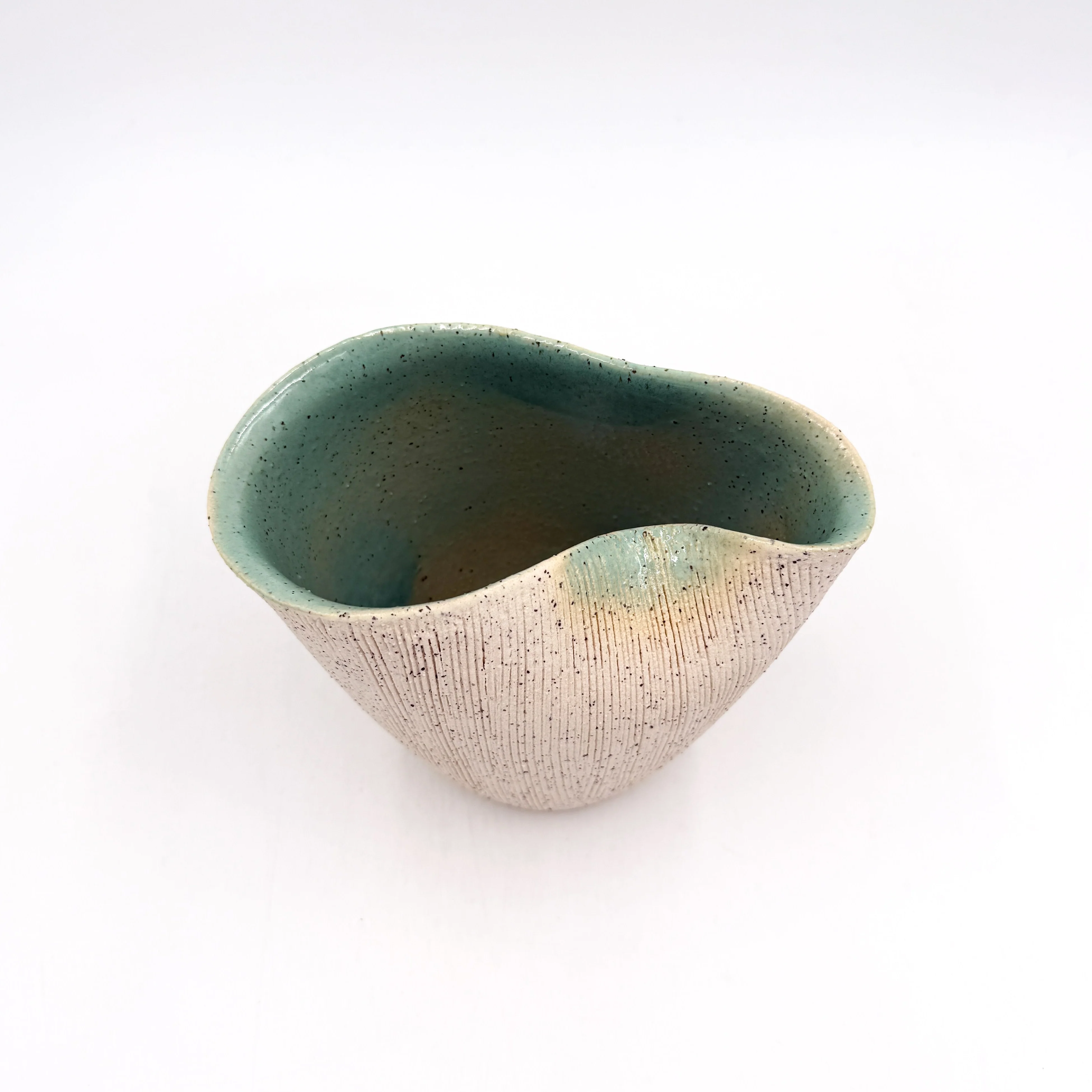 Hechimon Shiro Asagi Warped Pot Vase - Image 2