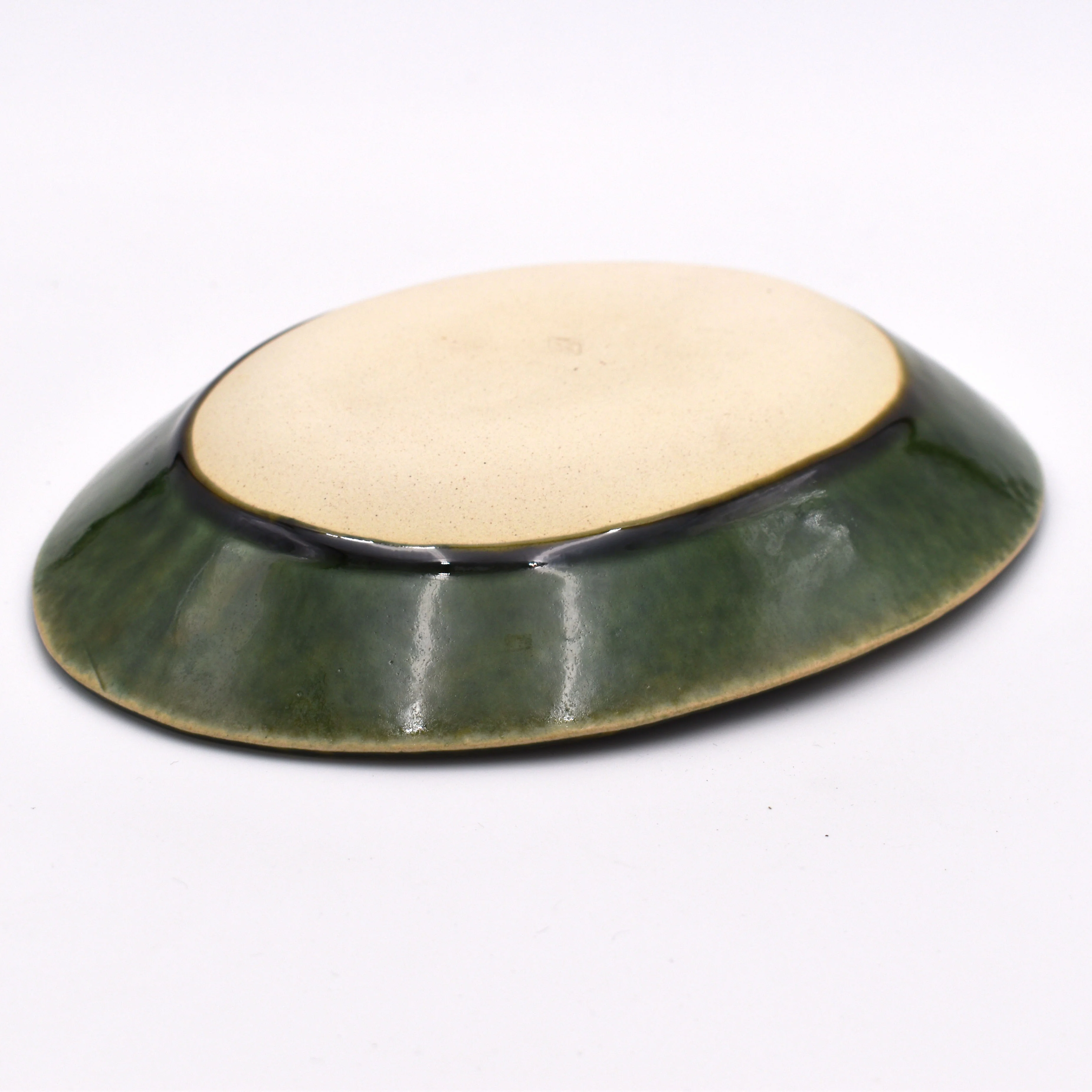 Oribe-Tokusa Shinogi Oval Shallow Bowl - Image 4