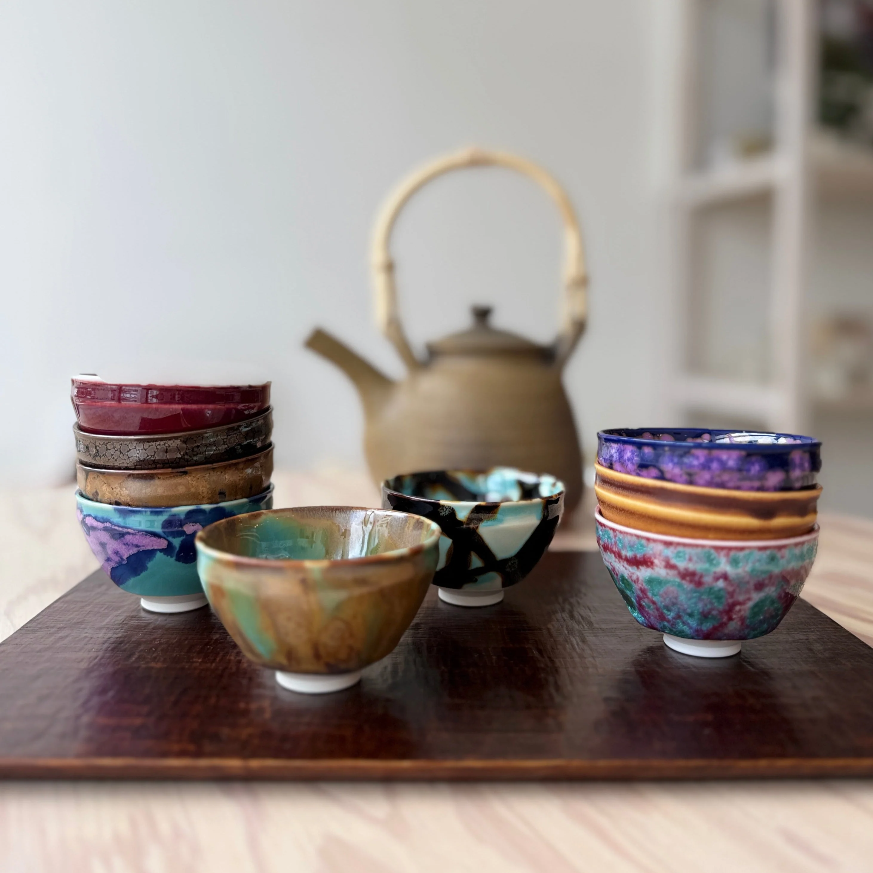 Shinemon-Gama 16-Piece Guinomi Sake Cup Set in Wooden Box - Image 16
