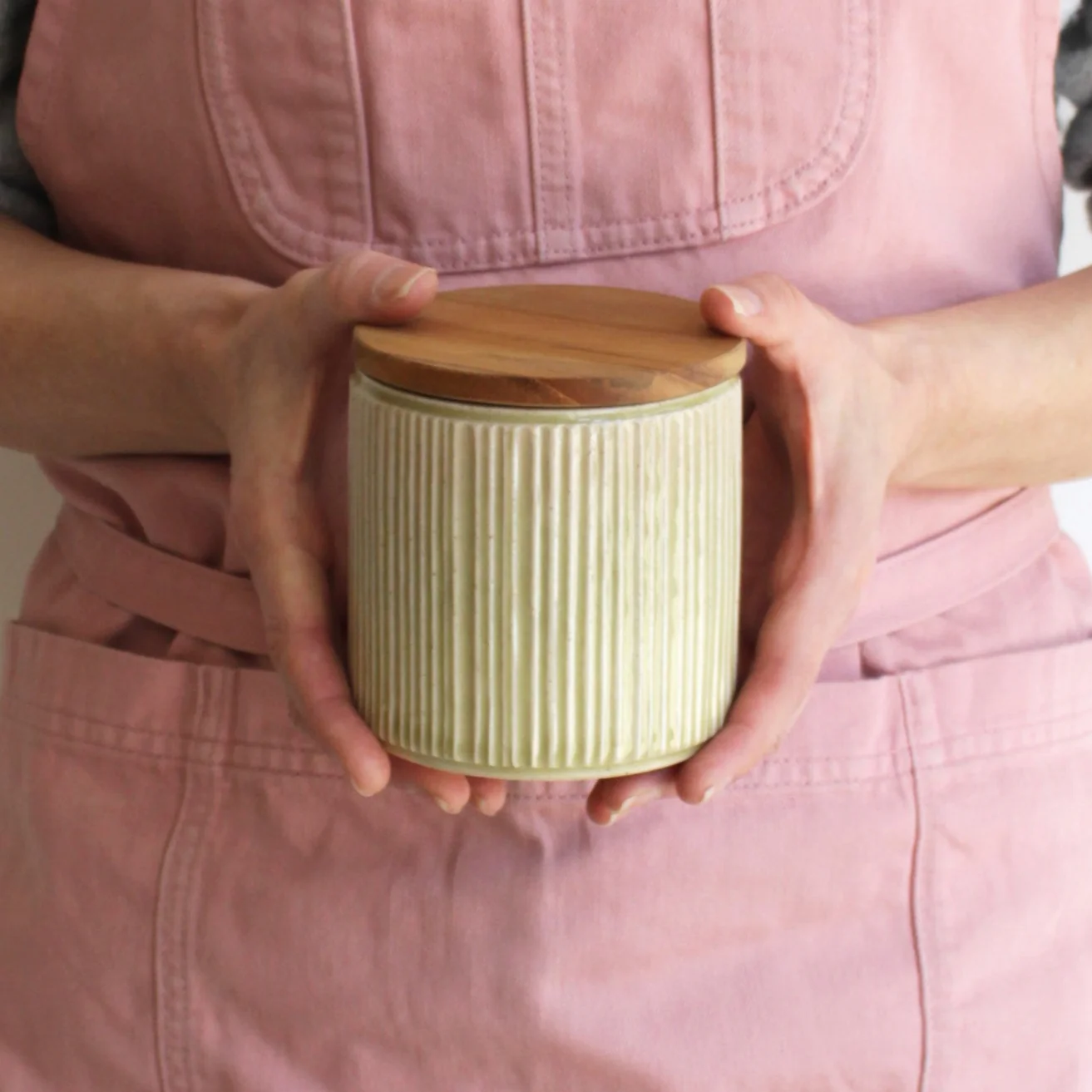 Shinogi Striped Canister With Teak Lid - Image 11
