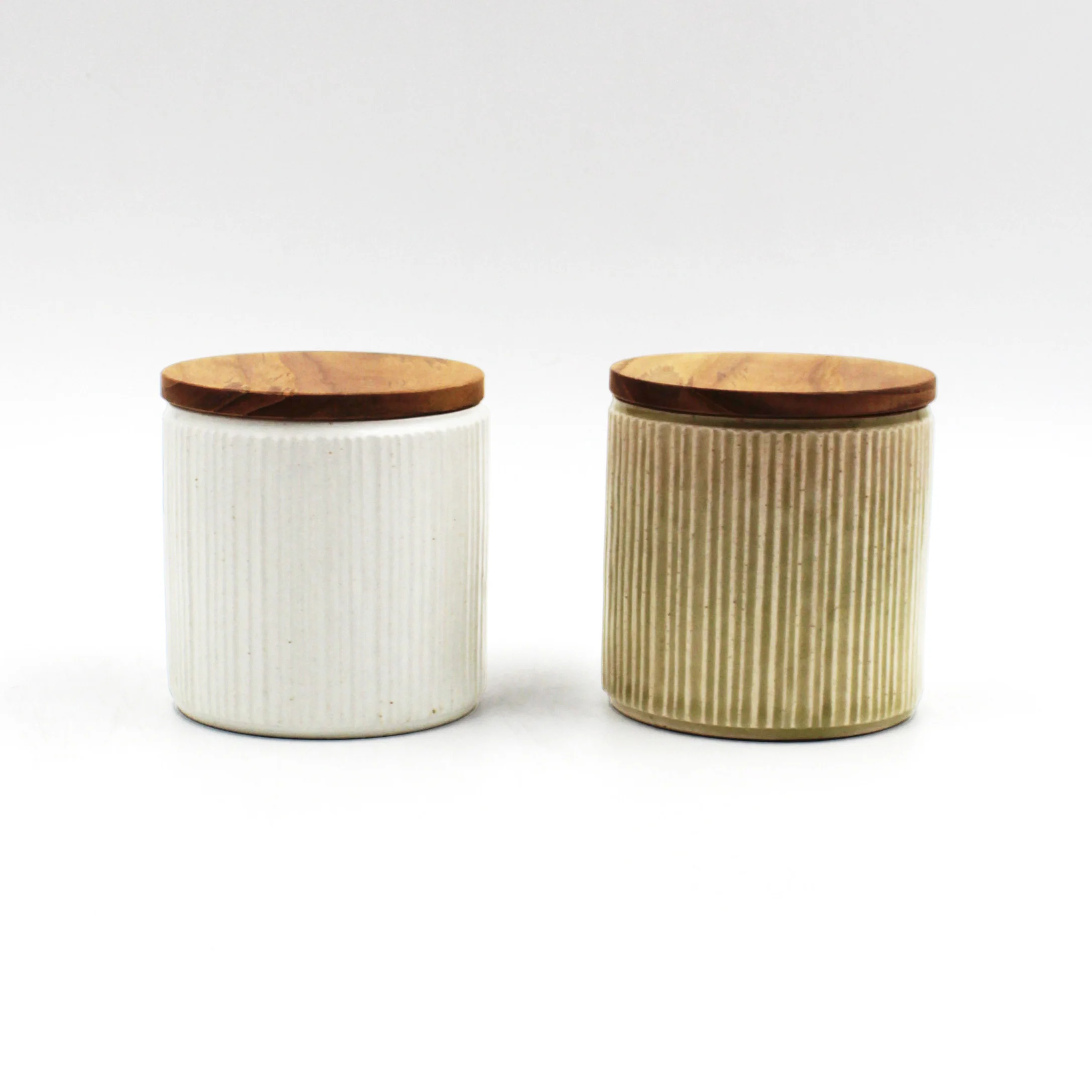 Shinogi Striped Canister With Teak Lid - Image 13