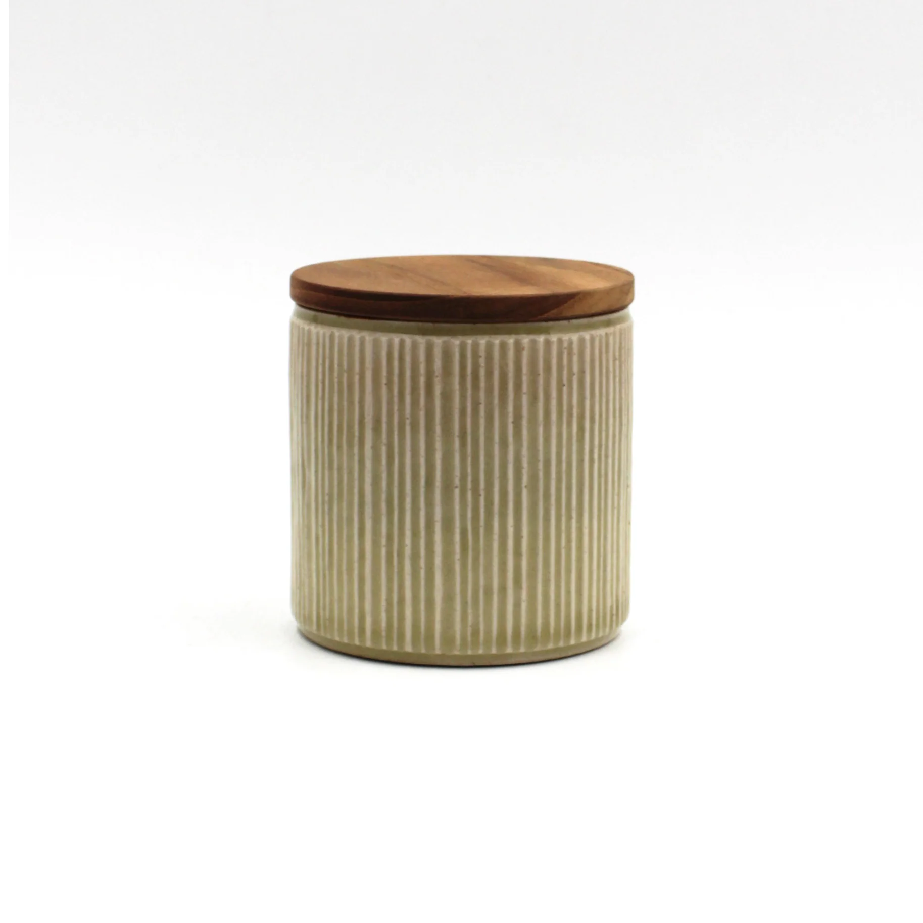 Shinogi Striped Canister With Teak Lid - Image 3