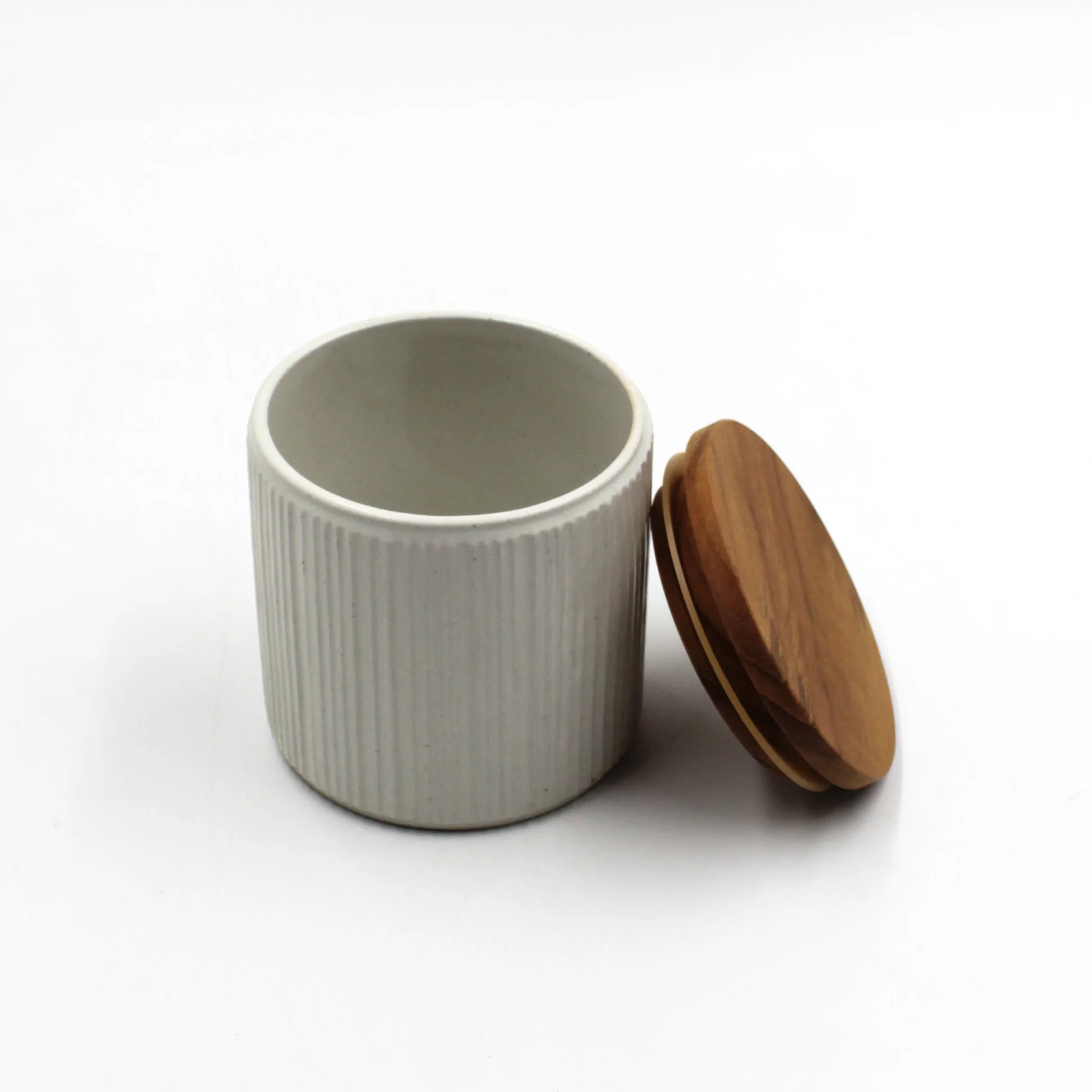 Shinogi Striped Canister With Teak Lid - Image 4