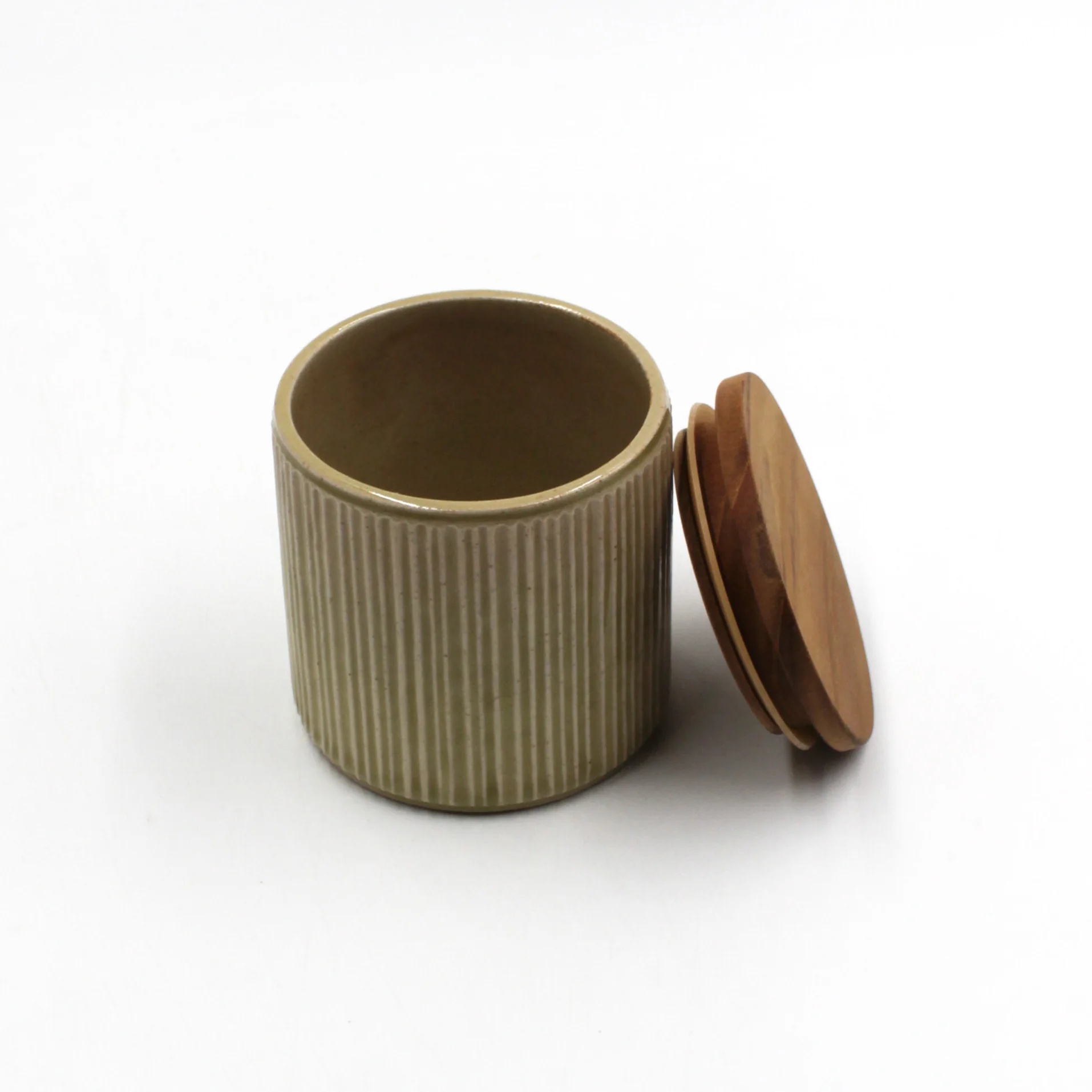 Shinogi Striped Canister With Teak Lid - Image 8